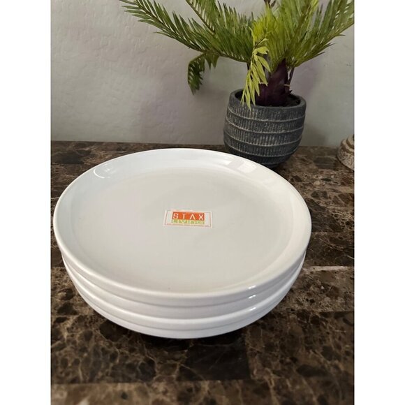 STAX Living Dinner Stoneware 8.5 Bone White Plate set - Picture 2 of 4